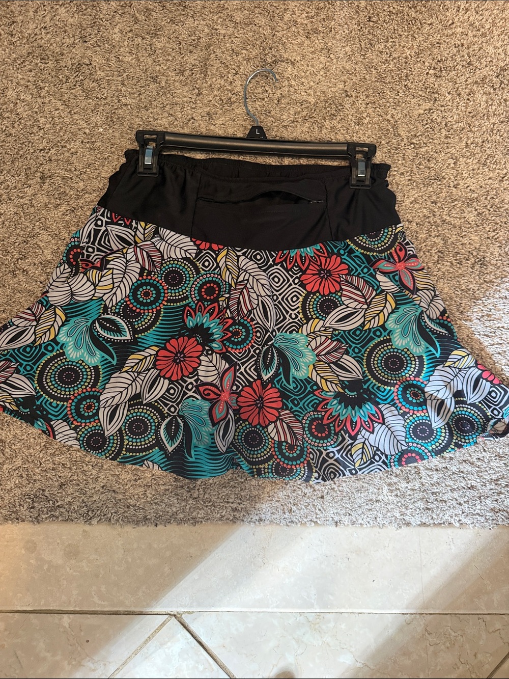 Sparkle Skirts brand Floral Printed Running Skort with Black Waistband - Picture 5 of 6